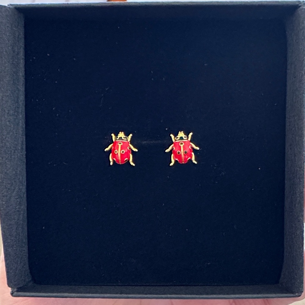 Red and Gold Ladybug Earrings